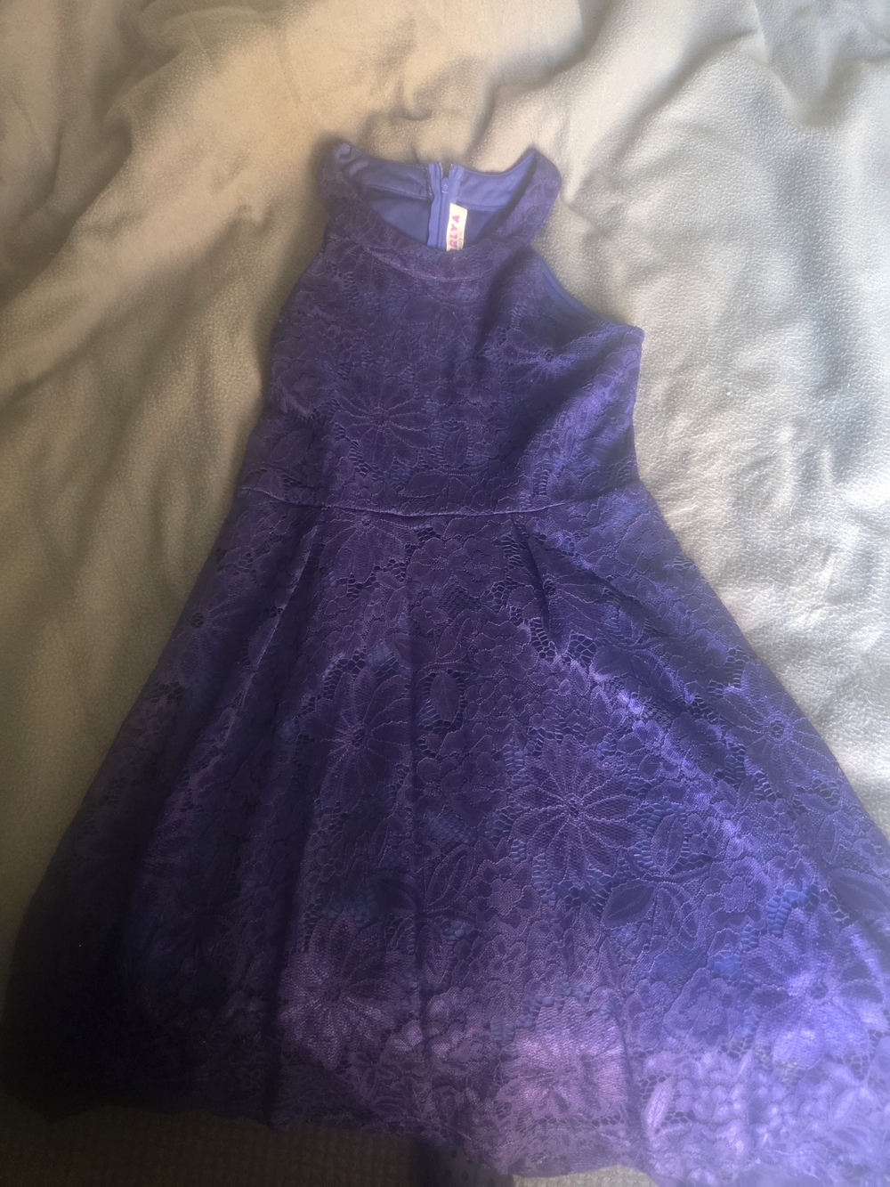 Girls' Purple Lace Fit & Flare Dress